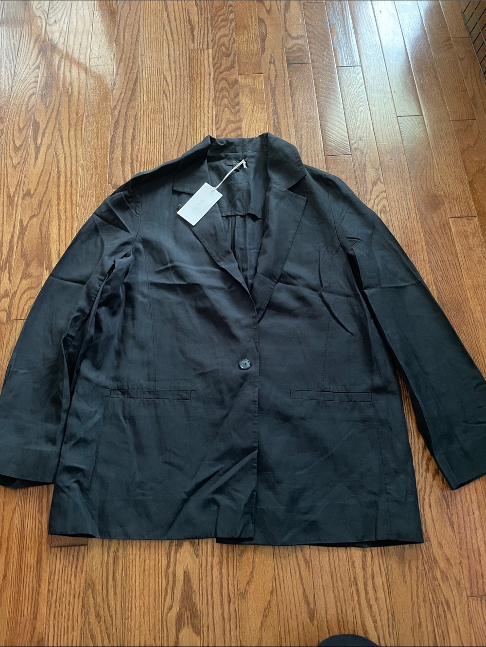 COS Black Oversized Relaxed Single Button Linen Blazer Women’s Sz M NWT